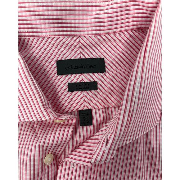 ck Calvin Klein Slim Fit Non-Iron Size Tall 171/2, 36/37 Pre-Owned - Picture 6 of 10